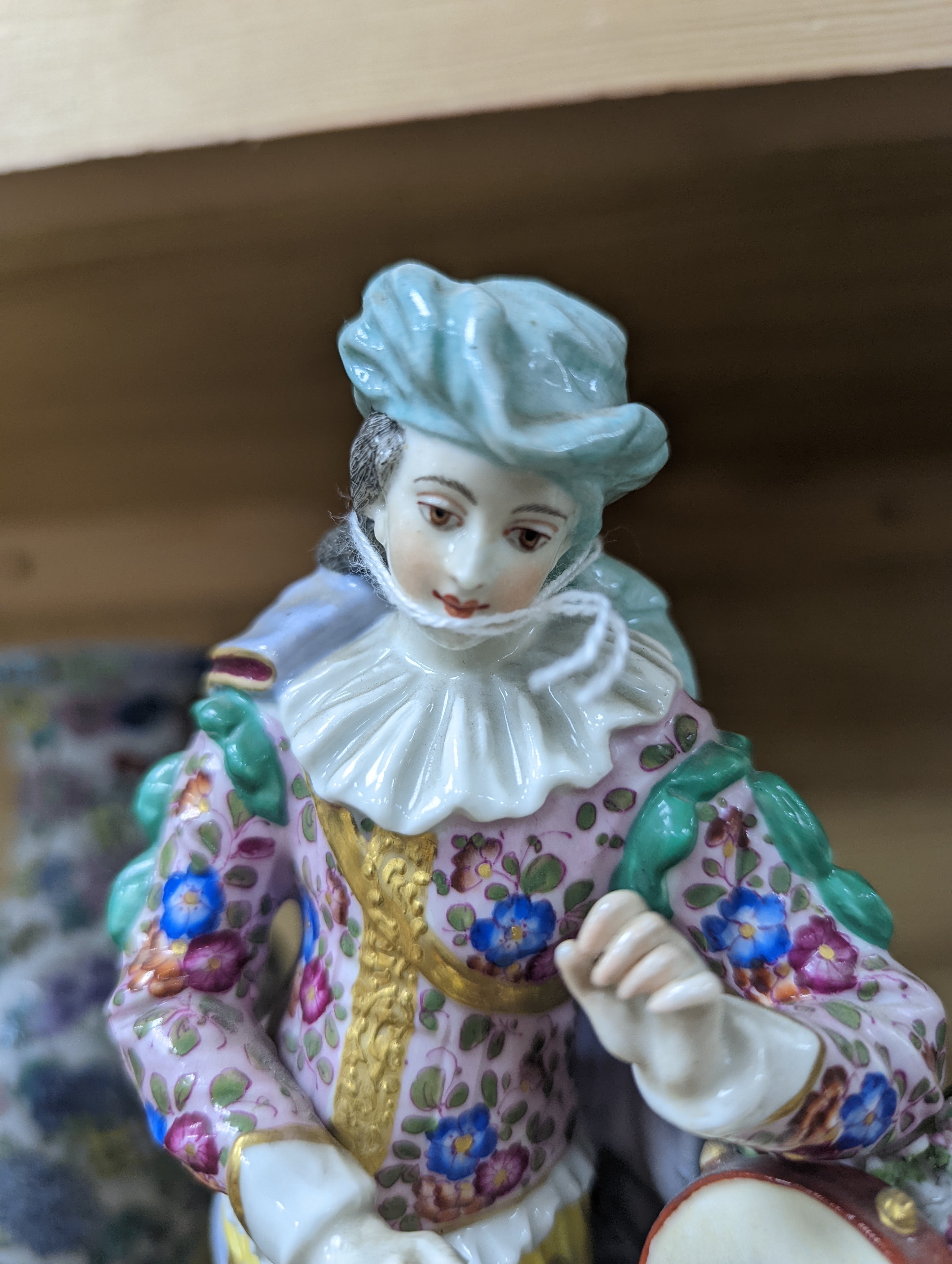 Two Continental porcelain figures, a lady and a gent 27cm